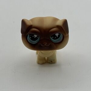 Littlest Pet Shop # 623 Messiest Brown Pug Dog 2007 LPS  Glass Eyes